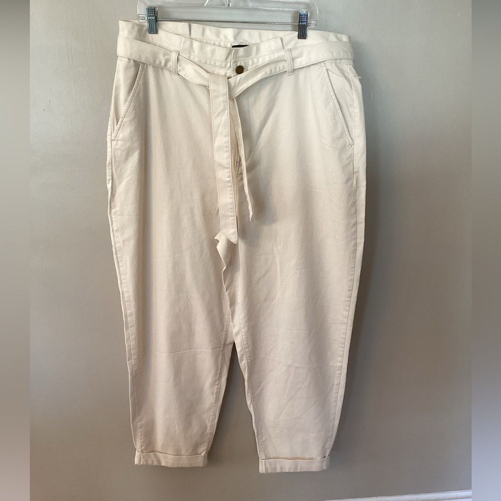 BANANA REPUBLIC FACTORY SIZE 18 TIE WAIST BARREL PANT CREAM NWOT